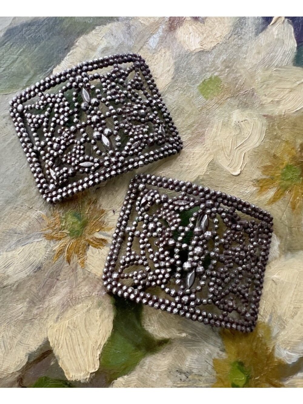 Antique French Cut Steel Shoe Buckles - Picture 2 of 8